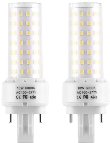 Lidesheng GX23-2 Base LED Light Bulb Plug and Play,6000K Cool White 2Pin LED PL Bulb, 13W 18W CFL Equivalent, Ballast Compatible 10W 2pcs (Cool White, GX23-2 Base)