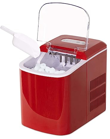 WAOCEO Machine à Glace Machine à glaçons de comptoir portative Rouge Vintage Automatique de 26 LB Machines Glaçons Maker