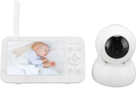 Cámara con Monitor para Bebés de 5,0 Pulgadas, Monitor para Bebés con Vídeo, Cámara de Seguridad Interior con Conversación Bidireccional, Enchufe Europeo de 100-240V