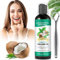 Estratto di olio di menta e cocco, collutorio sbiancante per denti e gengive con raschietto, 100% naturale e senza alcol Aiuta l'alito fresco,sbiancamento dei denti, igiene orale, salute delle gengive