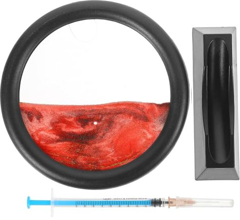 HEMOTON Runde Sanduhr Ornament mit Beweglichem Sand, Rot, 3D-dekor