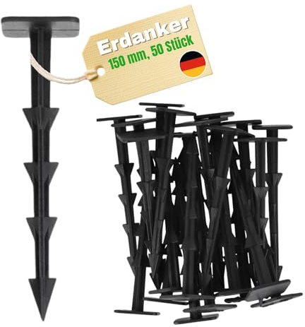 WDB - Erdnägel Unkrautvlies - Bodenanker 15 cm aus Polypropylen (PP) für gartenvlies - Erdnägel Schwarz 50 Stück