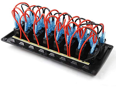 Wippschalter Panel 3in1 Schalttafel Sicherung Schalter Schaltpanel Für Marine Auto Boot DC 12V/24V LED Kippschalter Wasserdicht ON-OFF für Yacht LKW SUV RV Schiff