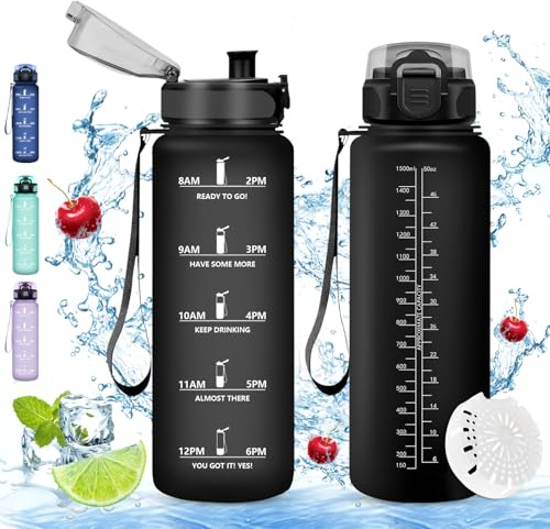 Vikaster Sport Trinkflasche, 500ml/1000ml/1500ml BPA-frei, Auslaufsicher, Kohlensäure Geeignet, für Fitness, Büro, Schule, Outdoor