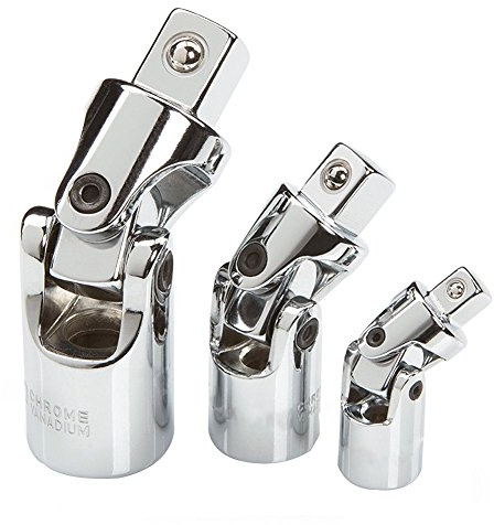 Gasea 3pcs 1/4 3/8 1/2 Drive Impact Universal Joint Socket Wrench Adapter Set Swivel Drive Adapter Reducer Tool