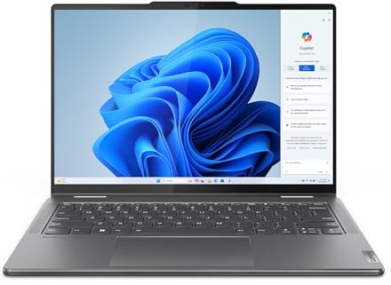 Lenovo Yoga 7 2-in-1 Gen 9 - Ordenador Portátil AI PC Convertible Táctil WUXGA 14 OLED (AMD Ryzen 5 8640HS, 16 GB RAM, 512 GB SSD, Wi-Fi 6E, Win 11 Home) Teclado QWERTY Español- Gris Tormenta