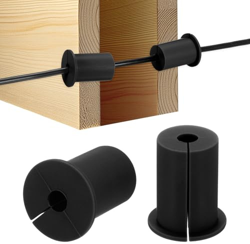 M METERXITY 2-Pz Kit Instradamento Cavi, per Foro a Parete Da1 Pollice Passacavo Silicone, Passacavo a Parete, Boccola Copertura Foro a Parete per Cavo Ethernet [Lunghezza 38mm, Nero]