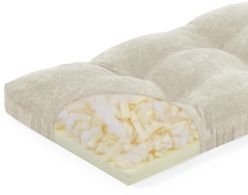 baibu 36 Inch Memory Foam Bench Cushion, Dual-Layer Patent Design Non-Slip Indoor Bench Cushion with Ties, 36x15x3Inch, Beige