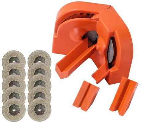ZJchao Ensemble D'affûteuse de Forets, 10 Disques de Meulage Diamantés et 3 Outils Auxiliaires pour Le Travail du Bois, Le Traitement des Métaux avec Affûtage Rapide des Mèches en 5