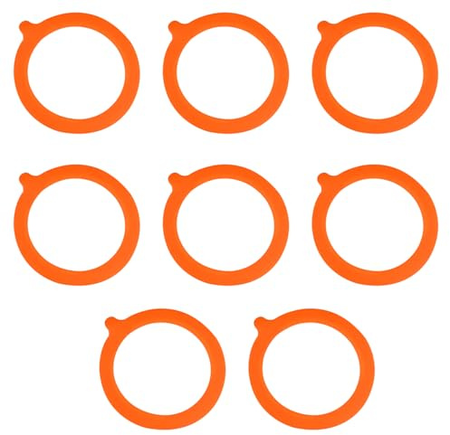 Juntas de repuesto de silicona, 8 piezas de juntas de silicona para tarros, sellos de goma herméticos a prueba de fugas, sellos de goma estándar para tarros de almacenamiento de vidrio (naranja)