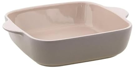 Villa Altachiara Pirofila Da Forno, Quadrata Cipria In Stoneware, 23,6X19,3X6 Cm, Teglia Elegante Per Cucina, Collezione Armony
