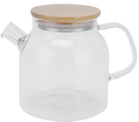 Teiera in Vetro Trasparente da 600 Ml, Bollitore D'acqua in Vetro Borosilicato Alto con Coperchio in Acciaio Inossidabile per le Caffetterie per Ufficio Hotel