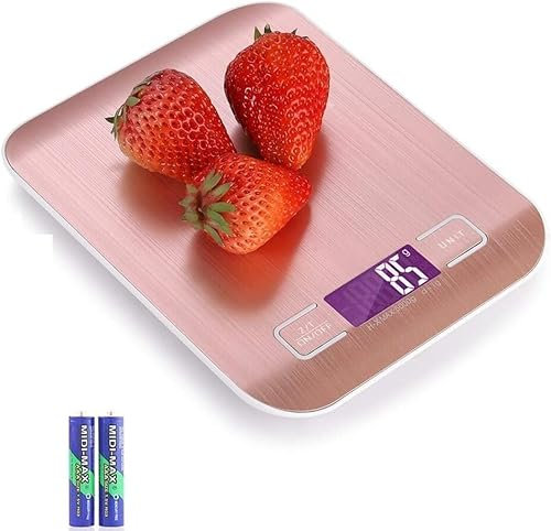 MOKLYF for Kitchen and Jewelry Digital Kitchen Food Scale Cooking Scale Tare Weight Easy-to-Read Small Electronic Scale(Rose Gold