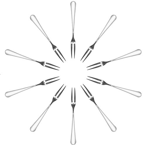 Sumhao Fruit Forks Set of 10, Stainless Steel 410 Cake Fork, Mirror Polished Dessert Forks for Home, Picnic, Party Snacks, Durable & Dishwasher Safe