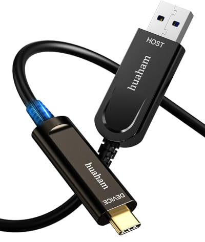 huaham Câble USB A vers C en fibre optique - Transmission longue distance de 20 m - Type C 3.2 AOC 10 Gbit/s - Câble USB ultra haute vitesse pour VR, Xbox 360, ordinateur portable, etc