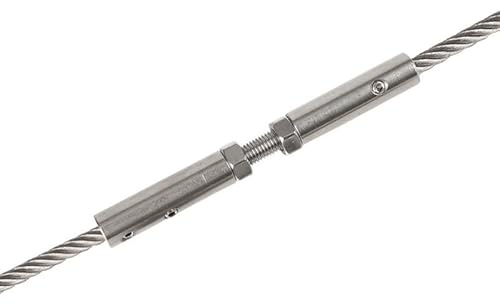 Presillas Cable Acero 10 piezas de tensor de perno roscado de cable de 4 mm 5/32 '' con abrazadera de tornillo manual de ajuste en ambos extremos con pernos de tornillo for barandilla de cable Abrazad