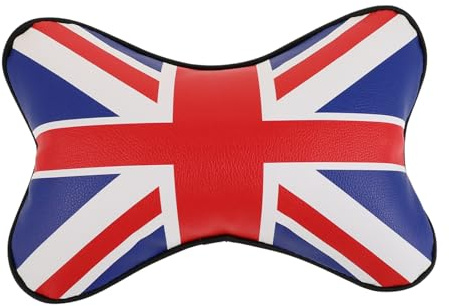 Nackenkissen mit Britischem Flaggenmuster fürs Auto, Nackenstütze | Künstliches Leder und Pp, Abnehmbarer Bezug, Angenehme Stütze, für Büro und Fahrten