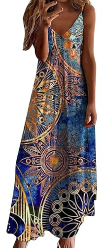 Nuaoxyeu Black Linen Dress Sommerkleid Damen Lang Sommer ärmellos Strandkleid Elegant V Ausschnitt Maxikleid Elegant Luftige Spaghettiträger Freizeitkleid