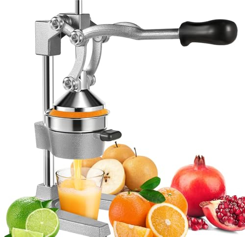 Sararoom Commercial Manual Citrus Juicer, Heavy Duty Orange Juicer with Separable Funnel, Professional Lemon Juicer Squeezer, Food Grade Stainless Steel Juicer Hand for Home & Restaurant Use - Gray