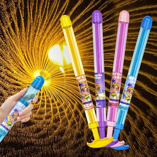 4 Stück Feuerwerk Wasserpistole Spielzeug für Kinder und Erwachsene - Wasserspritze für Baden, Pool, Party und Strand - Kleines Spielzeug mit Romantischem Feuerwerk-Effekt