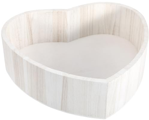 Angoily Newborn Photoshoot Props Heart Shape Wooden Bowl, Lightweight Wooden Baby Photo Posing Case for Newborn Photography, Easy to Carry Prop Basket | Lightweight Storage Case, Baby Posing Basket, Photo Shoot Accessory, Small Wooden Bed Style