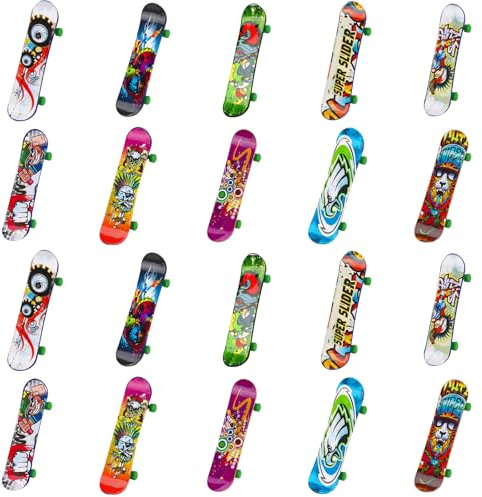 JcvPot 20 Finger Skateboard, Mini Fingerskateboards Set, Professionelles Finger Spielzeug, Für Kinder Und Erwachsene, Fördert Fingerkoordination, 9 X 2,7 cm