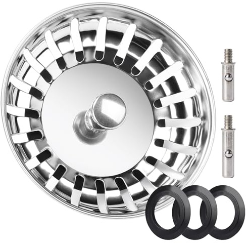 Kitchen Sink Plug Strainer, Stainless Steel Sink Plug Replacement for 78mm Old Plug Size, Food Hair Catcher Drain Stopper, Pop Up Sink Drainer Plug, 1 Pack