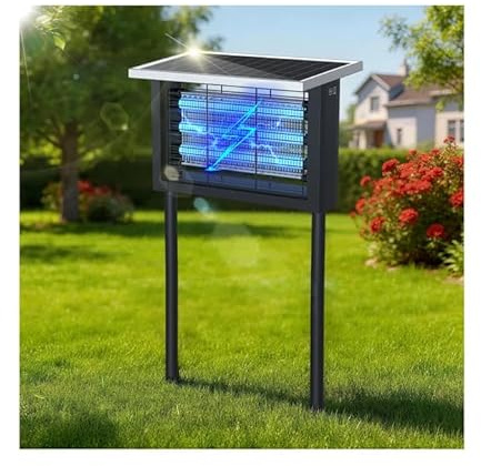 Solar Insektenvernichter – 3 Röhren 20W Outdoor & Indoor 4500V Fliegenfalle Elektrisch, Dual-Lade-Modus, IPX6 wasserdicht, ideal für Garten, Küche, Camping & Wohnzimmer