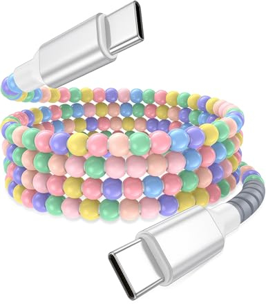 ACOCOBUY 1m 3A Coloré Perles Câble USB C vers USB C pour iPhone 17 16e 15