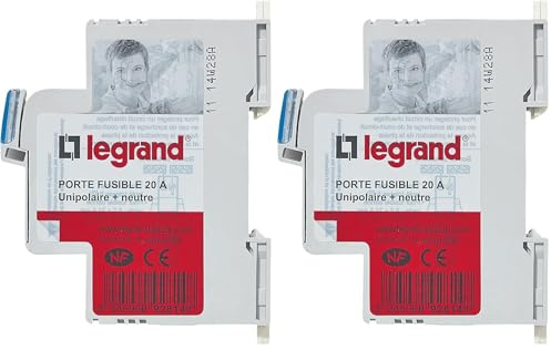 Legrand - Porte-fusibles 1P+N - 20A - 1 module - pour cartouches 8,5x31,5mm (Lot de 2)