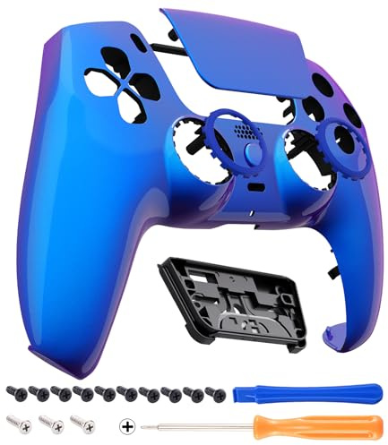eXtremeRate Luna Redesigned Chameleon Purple Blue Front Shell Touchpad Compatible with ps5 Controller BDM-010 020 030 040 050 060, Replacement Faceplate DIY Case Cover Compatible with ps5 Controller