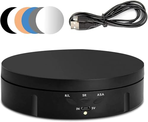 Drehteller Elektrisch 10KG 14,6 cm, 360° Elektrischer Drehteller für die Fotografie, mit Akku, 3 Geschwindigkeiten und Winkelverstellung zur Präsentation von Schmuck, Uhren, Digitalen Produkten