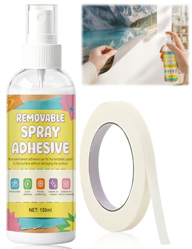 WEILAOK Colla Spray Riposizionabile, Desivo Spray Universale Colla Riposizionabile Spray Fissaggio Provvisorio Senza Residui Adatto A Superfici Come Carta, Tessuto, Metallo e Legno, 150ml