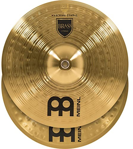Meinl 13” Marching Cymbal Pair with Straps - Brass Alloy Traditional Finish - Made In Germany, 2-YEAR WARRANTY (MA-BR-13M)