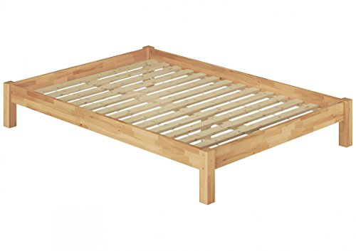 Erst-Holz®Futonbett Doppelbett Überlänge 140x220 Massivholzbett Buche Natur Rollrost 60.84-14-220