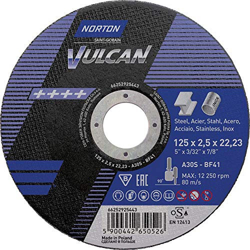 Norton – Disco taglio smerigliatrice metallo inox diametro 125 2,5 x 22,23
