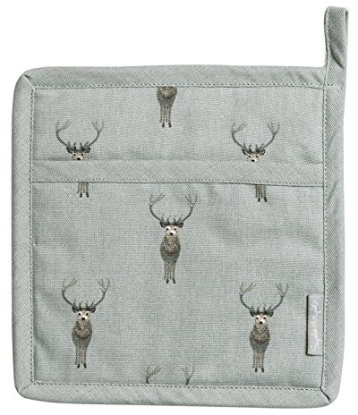 Sophie Allport - Highland Stag Pot Grab, Pot Holder, Padded Heat Protection, Machine Washable, 20 x 20cm