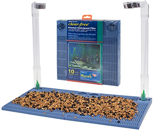 Penn-Plax CFU10 Filtro de Acuario bajo Grava, Cristal, Azul, 10 Gallons