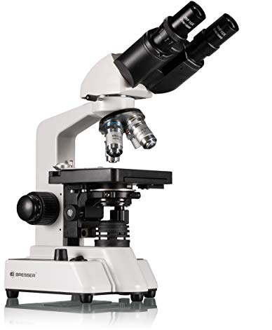 Bresser Bino 40x-1000x Vergrößerung für gehobene Ansprüche, mit LED Beleuchtung, drehbaren binokularem Aufsatz, koaxialer Kreuztisch sowie Grob- und Feinfokussierung, 5722100