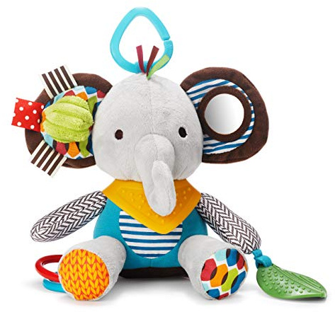 Skip Hop Bandana Buddies Baby Activity and Teething Toy with Multi-Sensory Rattle and Textures, Elephant