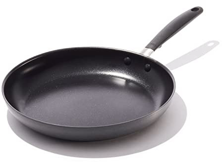 OXO Good Grips Hard Anodized 28 cm Frying Pan Skillet,3-Layered German Engineered Non-Stick Coating,Stainless Steel Handle with Non-Slip Silicone,Induction,Oven safe up to 200°C,Dishwasher Safe,Black