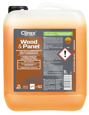 Clinex Holzboden Reiniger WOOD & PANEL 5 Liter - Effizient Laminatreinigerm und Parkettreiniger - Laminatreiniger - Holzreiniger - Laminat Pflege/Bodenreiniger & Bodenpflege