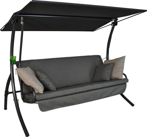ANGERER Hollywoodschaukel Drift Smart grau | Gartenschaukel Made in Germany, Schaukel zum Sitzen, Liegen und Entspannen, inklusive Bett-Funktion, einfache Montage