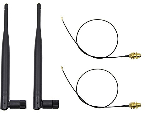 Highfine 2 x 2.4GHz 6dBi Indoor Omni-Directional WiFi Antenna 802.11n/b/g RP-SMA Female Connector + 2 x 20cm/8 U.FL/IPEX to RP-SMA Pigtail Antenna WiFi Cable
