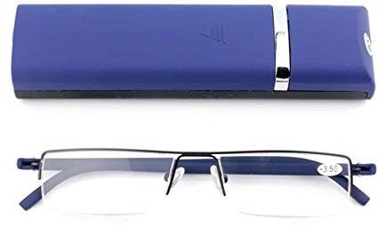 KoKoBin Ultraleichte TR90 Lesebrillen Herren Damen Klassische Metall Sehhilfe Halbrandbrille Schmal Stil Brille Lesehilfe mit Etui und Brillenputztuch