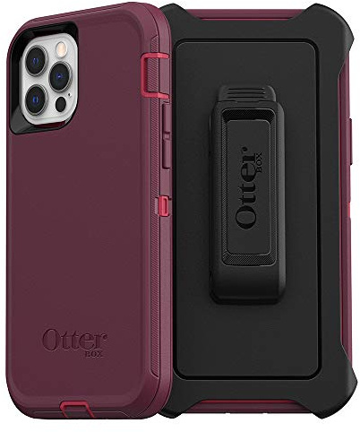 OtterBox iPhone 12 & iPhone 12 Pro Defender Series Series Case - Berry Potion (Raspberry Wine/Boysenberry), Rugged & Durable, with Port Protection, Includes Holster Clip Kickstand | Rugged & Durable, with Port Protection, Includes Holster Clip Kickstand, Multi-Layer, Impact Absorbing iPhone Case