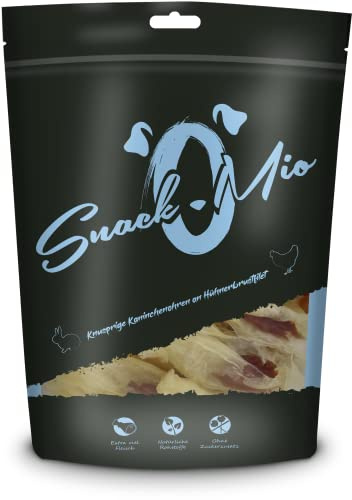 SNACKOMIO - Snack Premium pour chiens - Oreilles de lapin croustillantes au blanc de poulet, sans céréales, 1 paquet (1 x 70g)