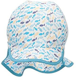 Sterntaler Jungen Schirmmütze mit Nackenschutz Fischlis Sonnenhut, Weiss, 51, Weiß
