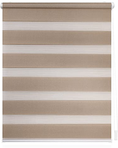 Lichtblick Doppelrollo Klemmfix ohne Bohren, Streifen, Blickdicht, Klemmträger-Montage, Sichtschutz, Wandmongtage, Deckenmontage, für Fenster und Türen 70 cm x 220 cm (B X L), Taupe