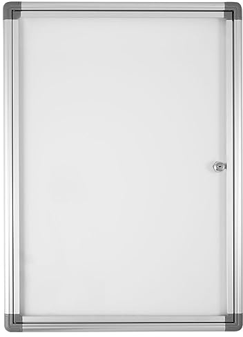 Bacheca Magnetica da Parete per Interni in Alluminio Con Anta Battente in Metacrilato per Ufficio e Condominio con Chiavi Incluse (4xA4)